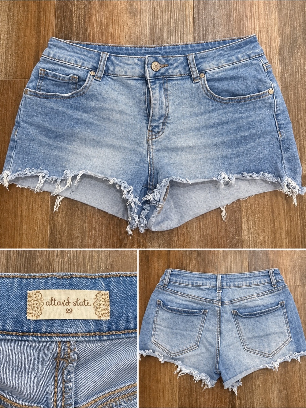 Altar'd State Light Blue Distressed Denim Cutoff Shorts